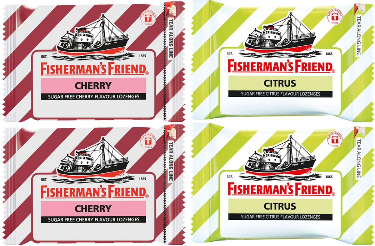 Fishermans-friend duo cerise et citron – haleine fraîche et goût fruité.