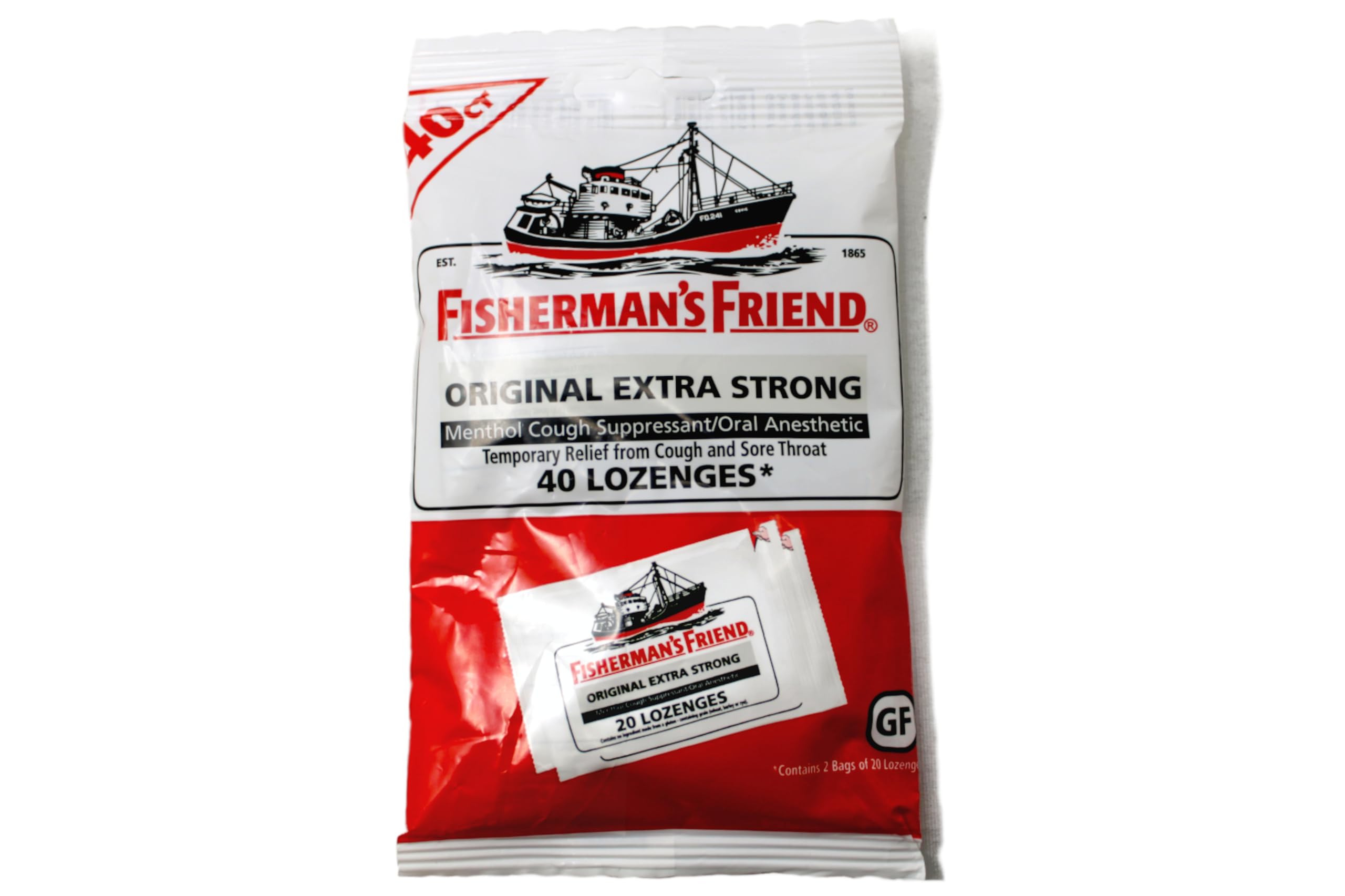 Emballage Fisherman's Friend Original Extra Fort, boîte rouge facile à transporter.