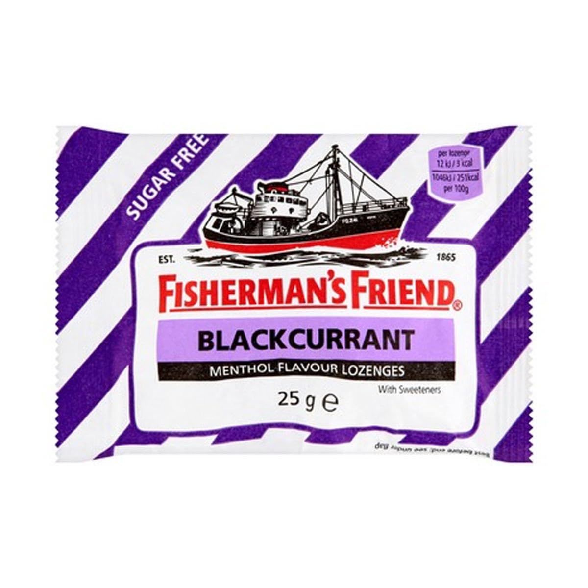 Pastilles Fisherman's Friend cassis et édulcorants, pack de 12, rafraîchissement portable