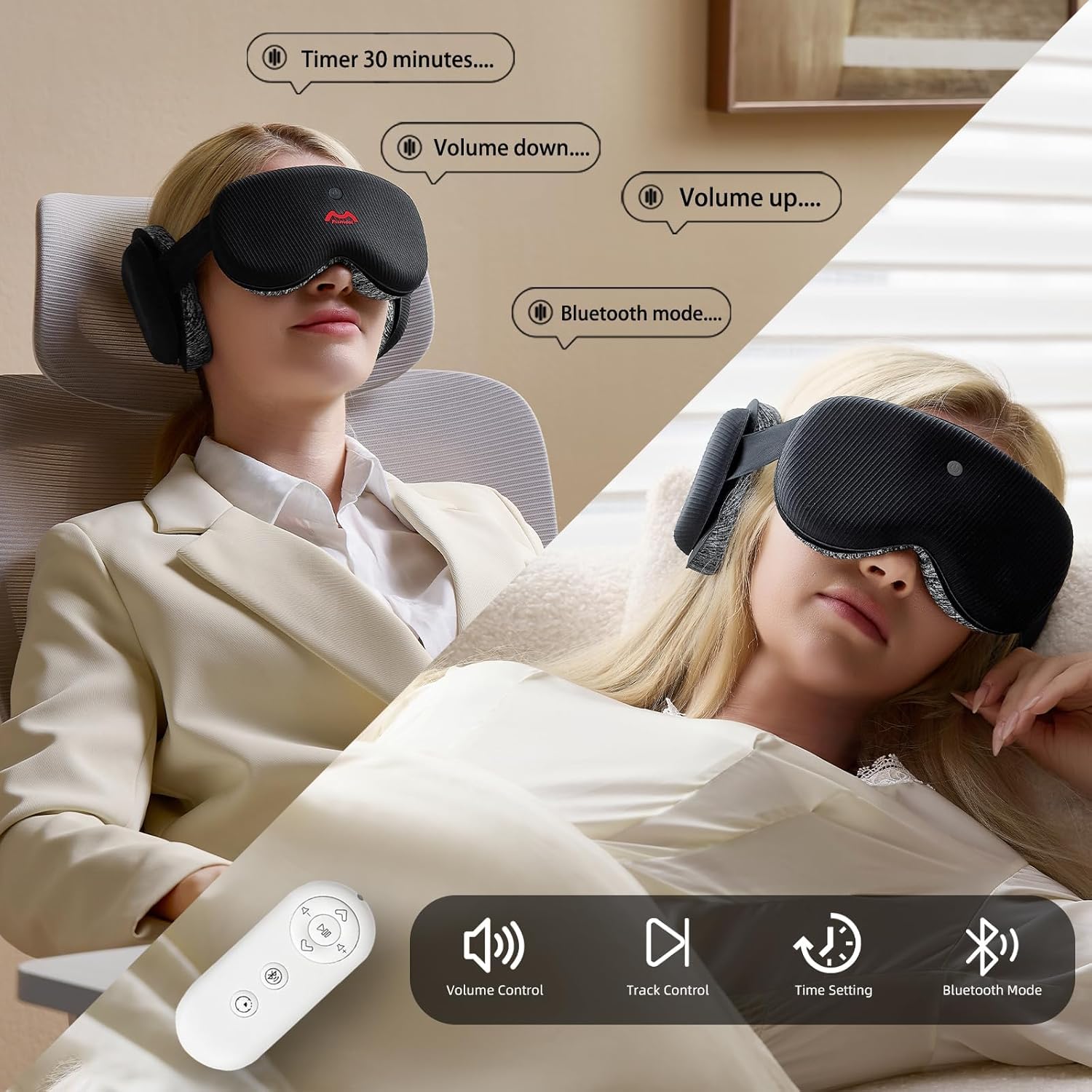 Fismool masque-sommeil 3D, oreillets anti-pression pour dormir côté.