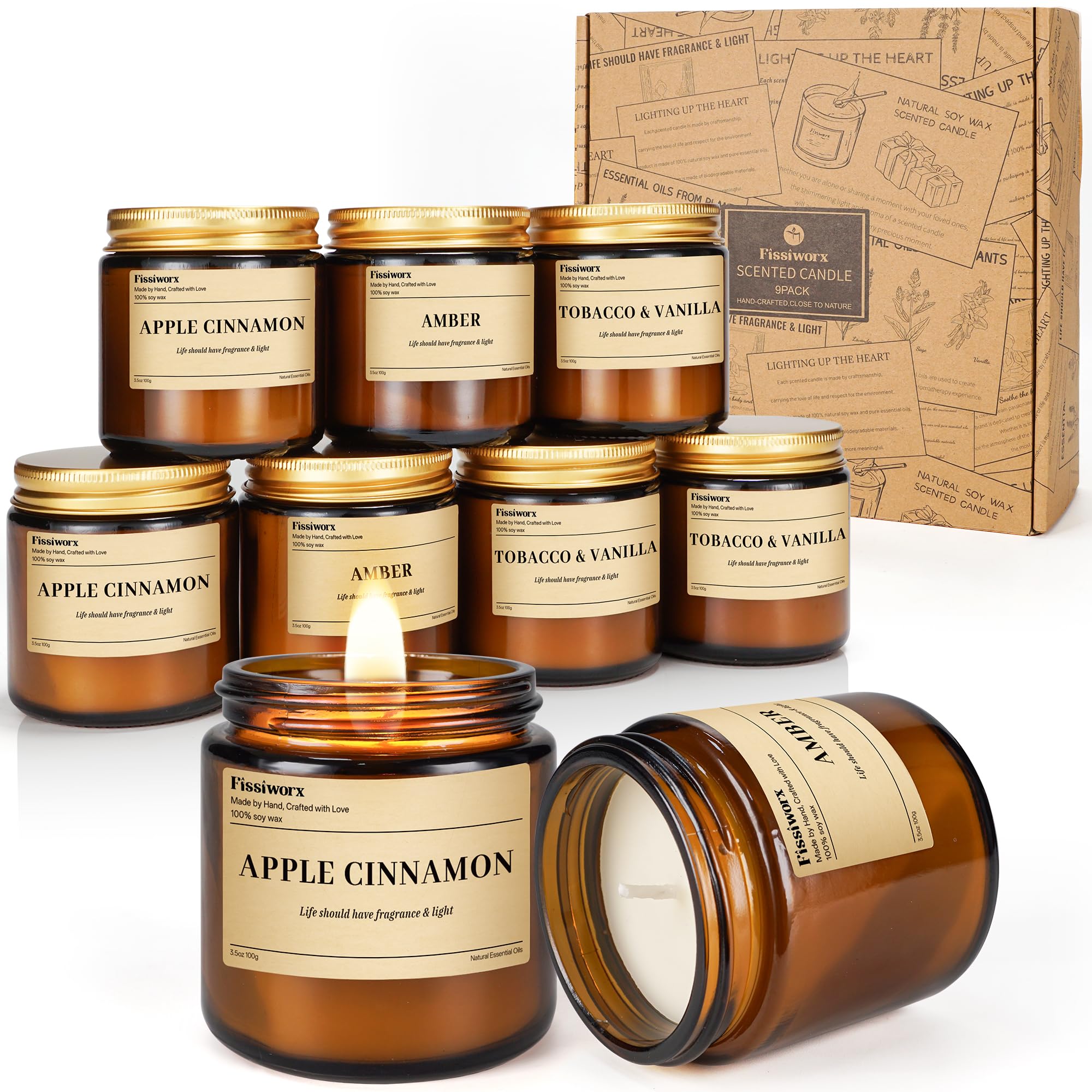 Bougie fissiworx Pomme Cannelle en cire de soja, ambiance chaleureuse