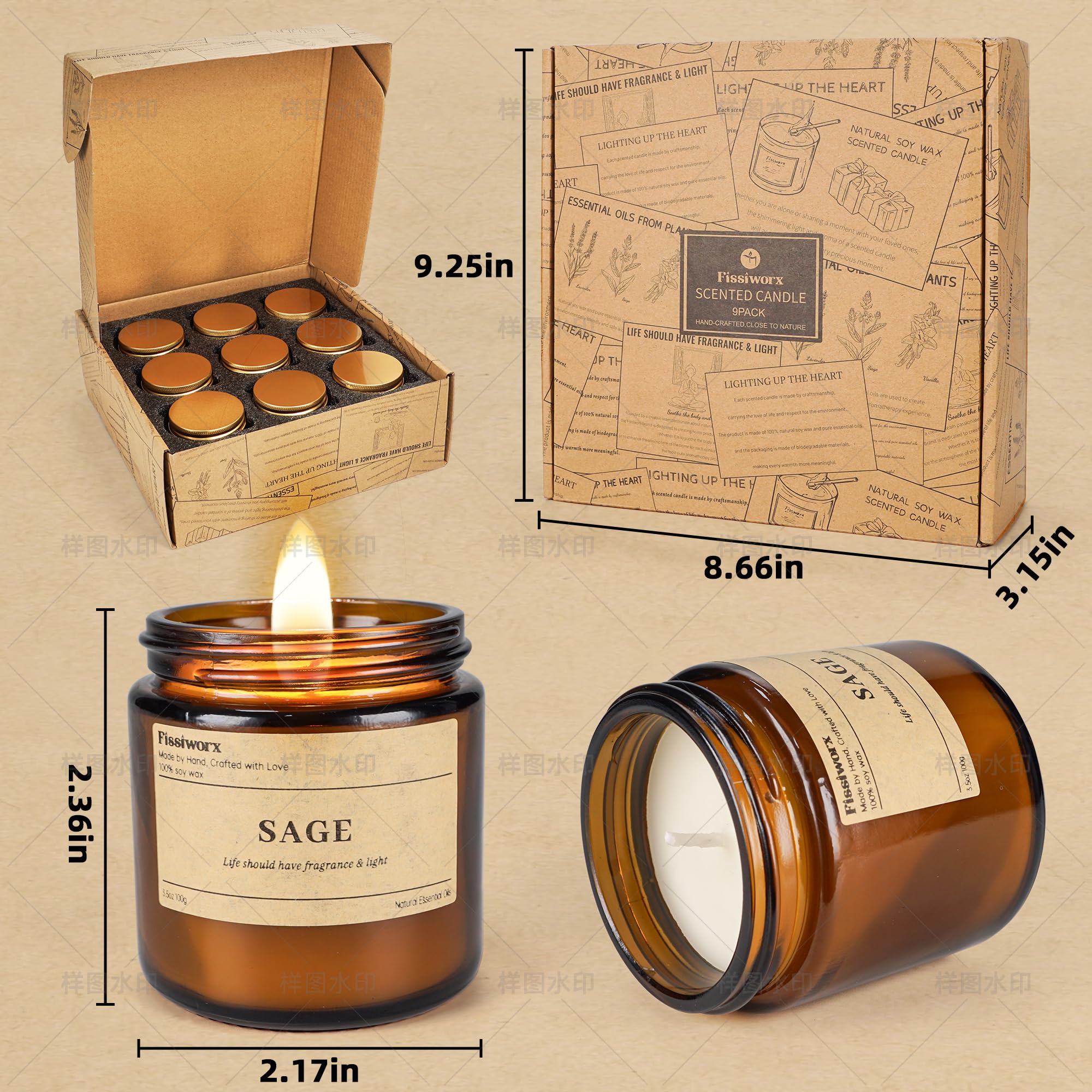 Bougie fissiworx en cire de soja Sauge Citrus, atmosphère réconfortante et zestée