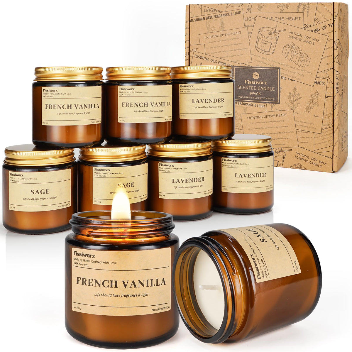 Bougie fissiworx vanille ambrée, ambiance chaleureuse et gourmande.