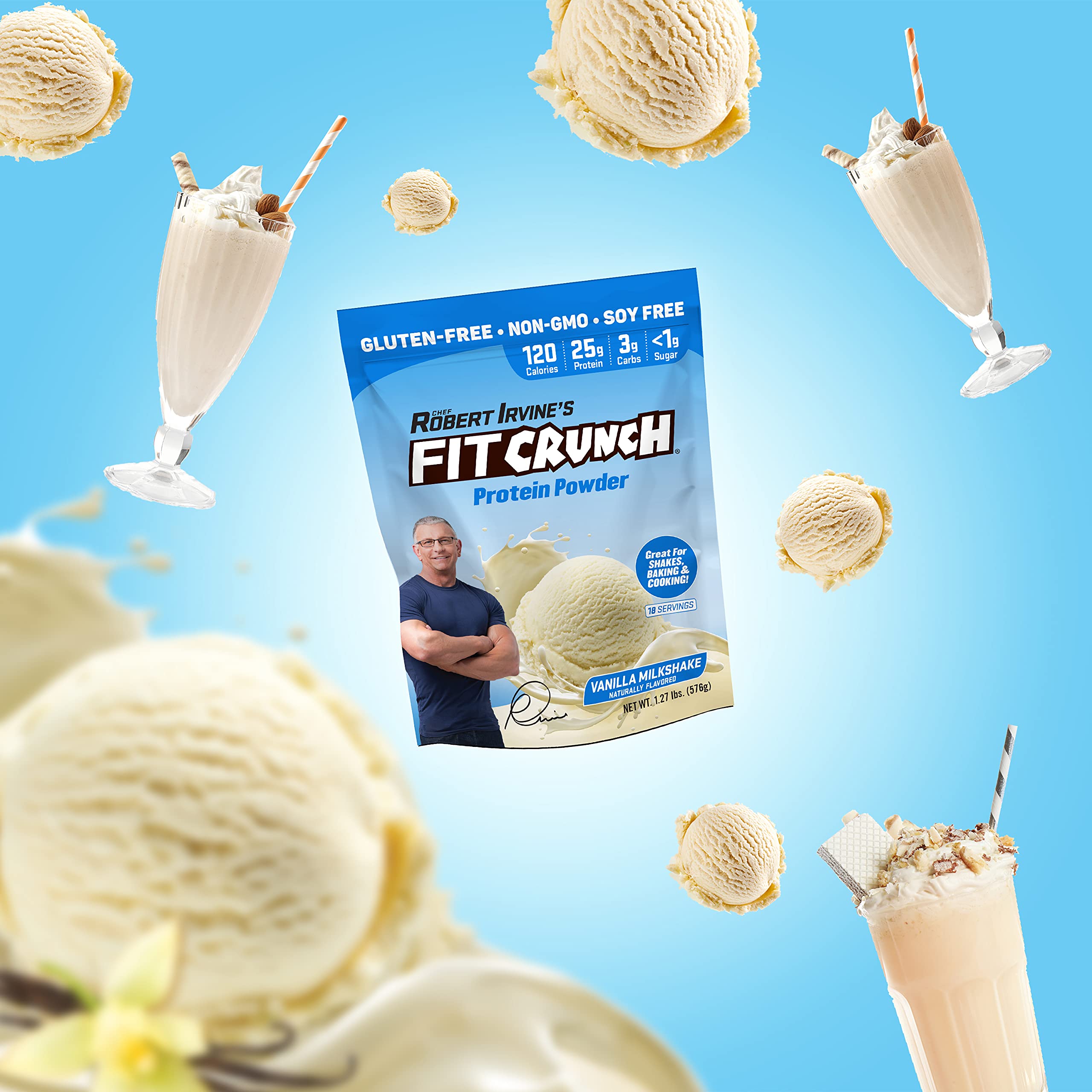 Sachet de 18 portions vanille Fit Crunch prêt à emporter.