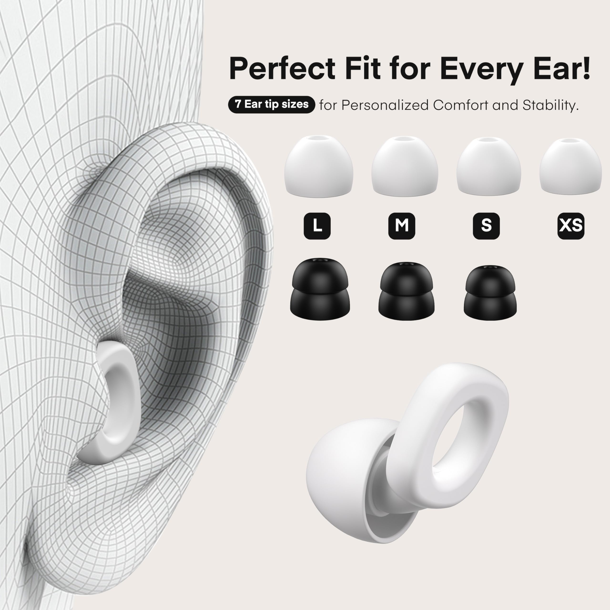 Bouchons d'oreilles Fita disponibles en plusieurs tailles pour un ajustement parfait.
