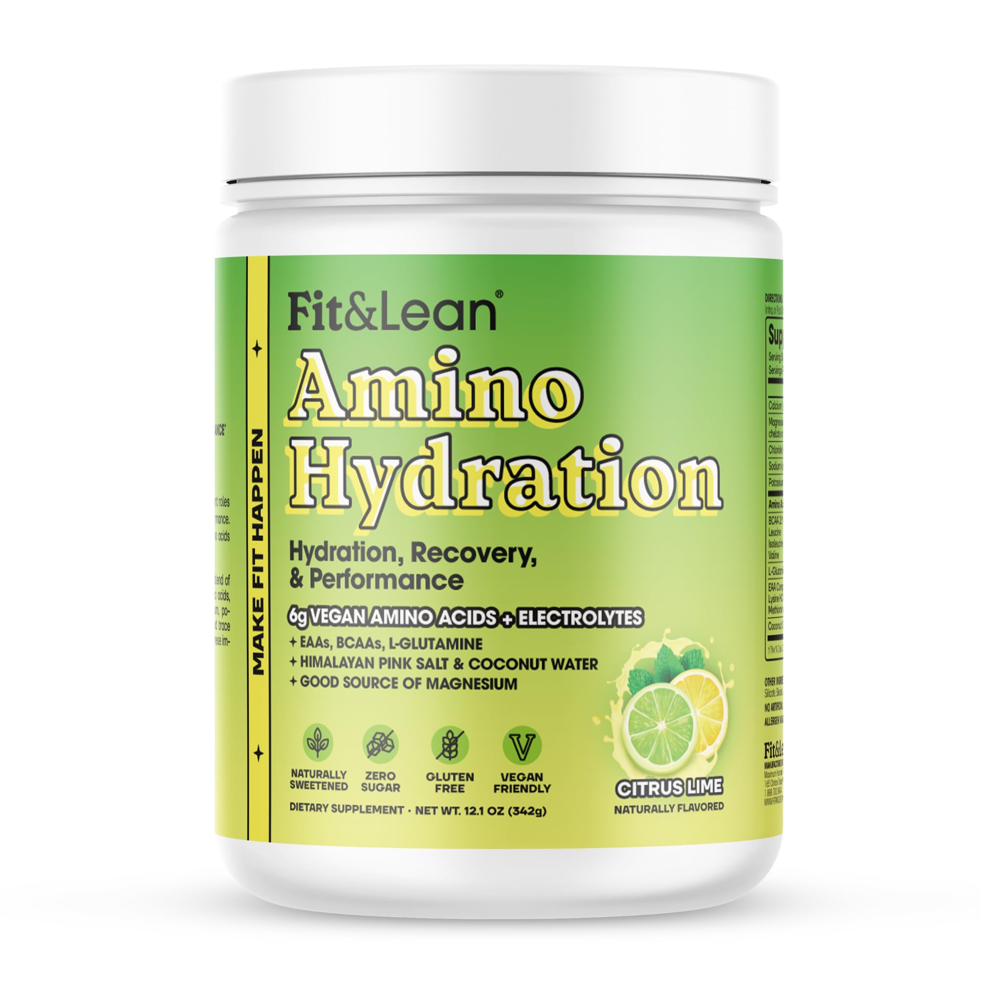 Fit & Lean Amino Hydration : bouteille ouverte pour hydratation post-entraînement.