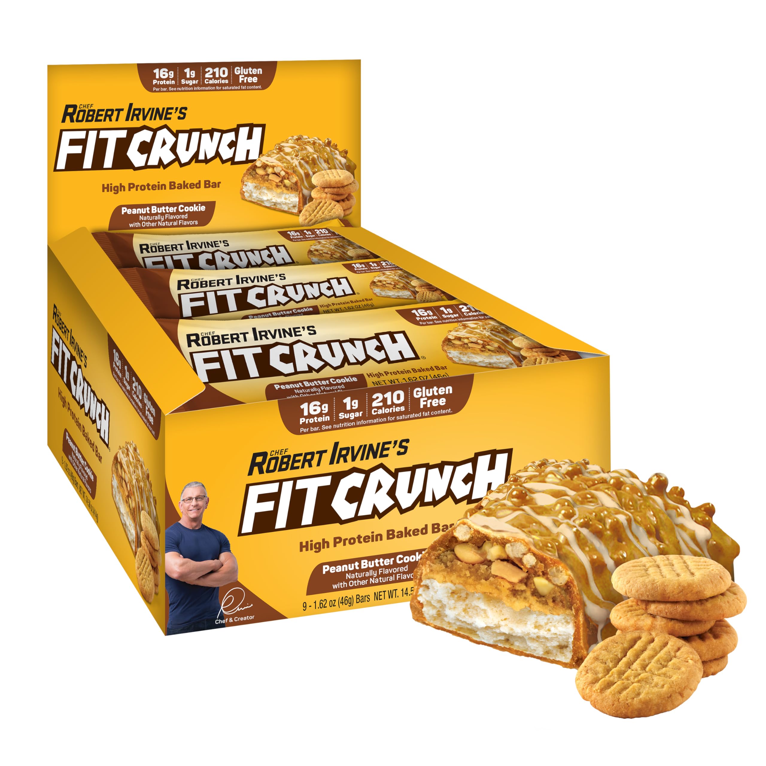 Barre FITCRUNCH PB Cookie emballage prêt à emporter, collation rapide et pratique.