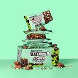 FITCRUNCH Barre Loaded Menthe Folie Texture et pépites offrent une dégustation gourmande.