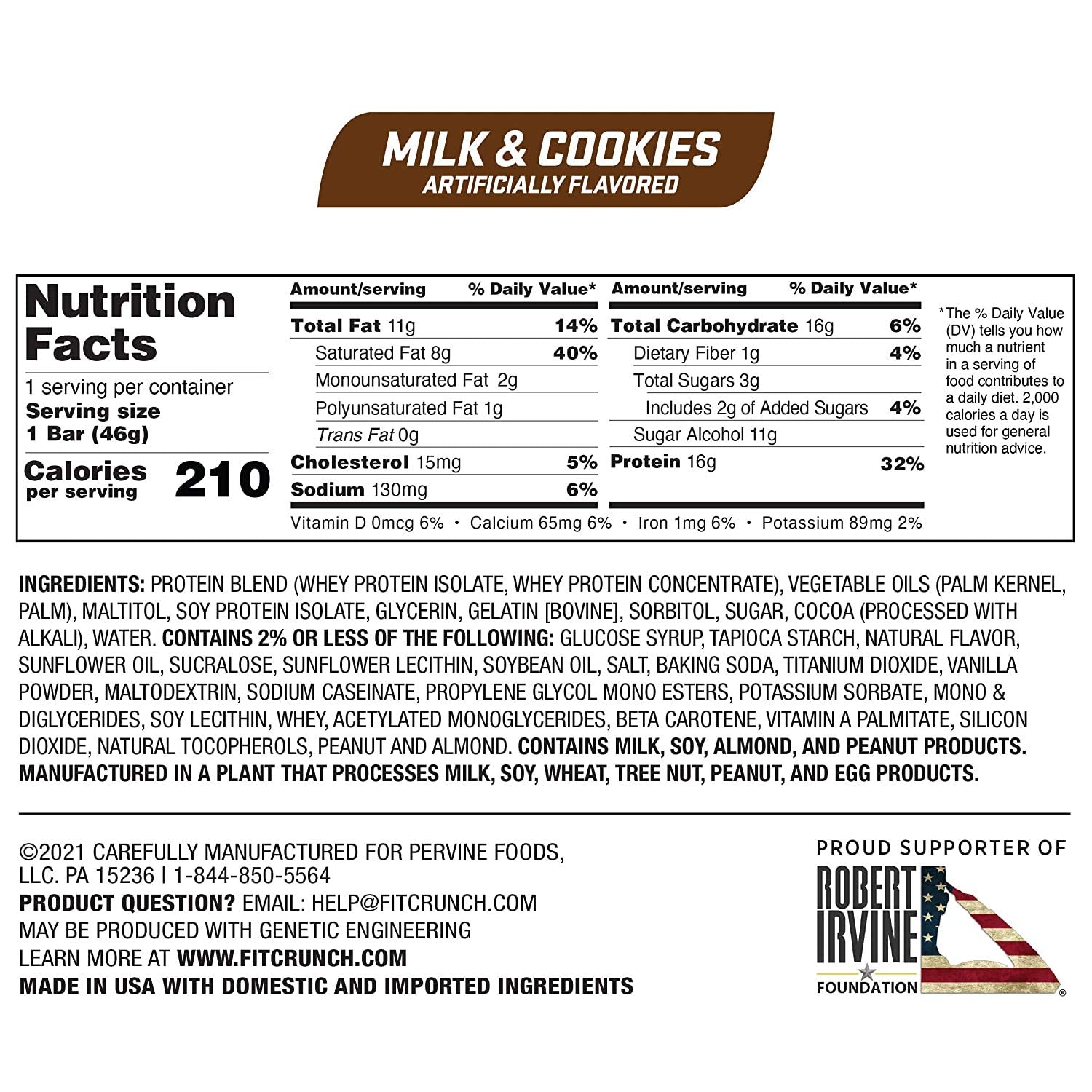 Barre FITCRUNCH Milk & Cookies, saveur gourmande et énergie durable.