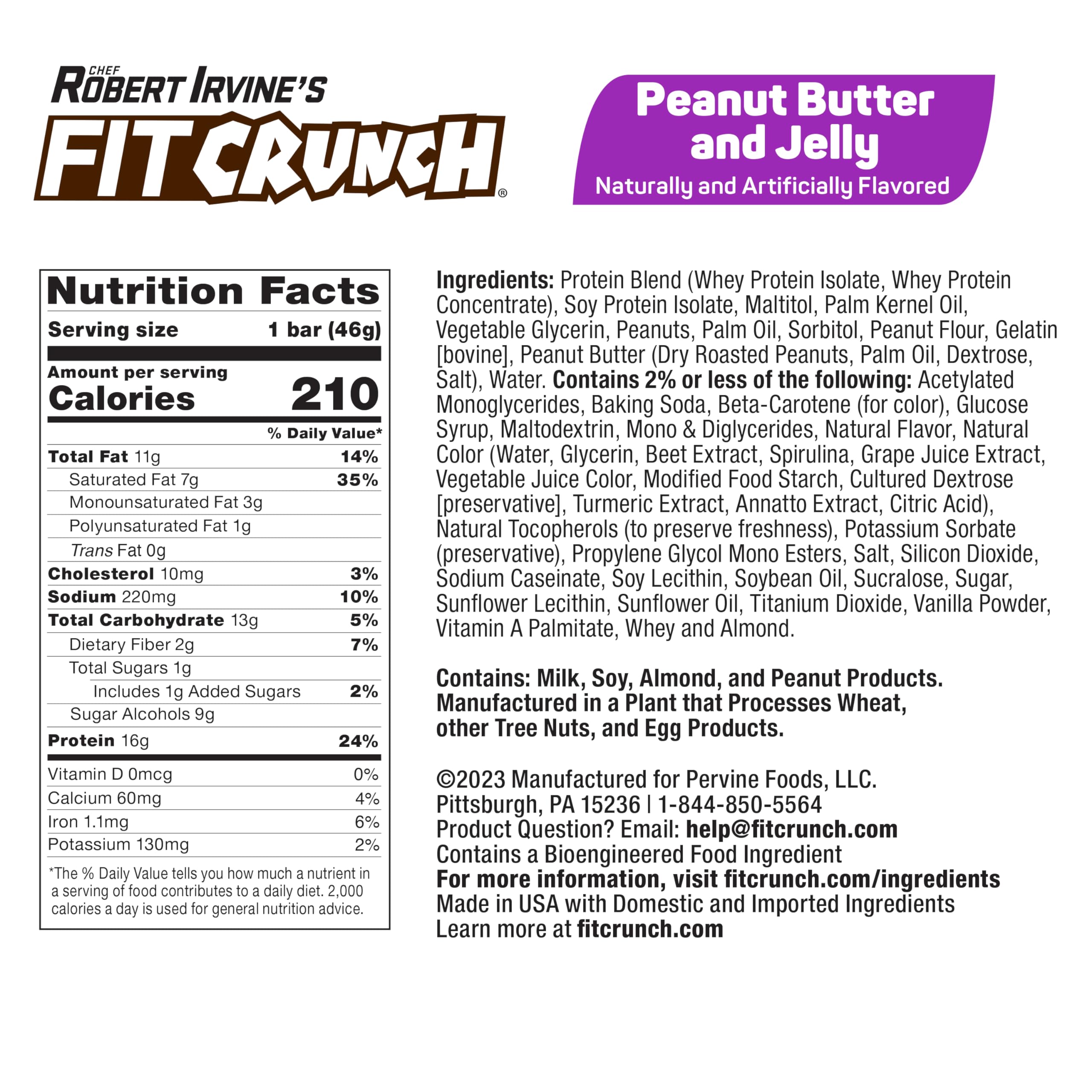 FITCRUNCH barre avec 16 g de protéine, texture riche et nourrissante