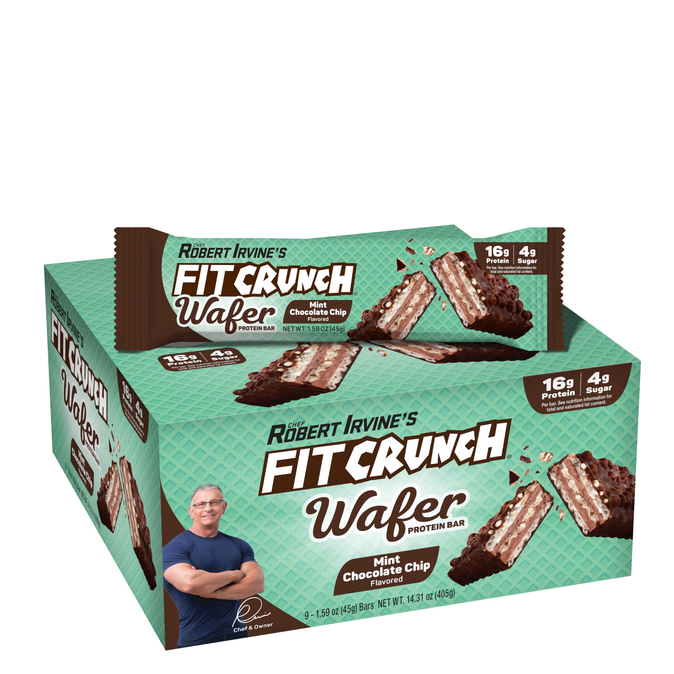 FITCRUNCH Barre Wafer Menthe-Chocolat emballage pratique pour snack rapide