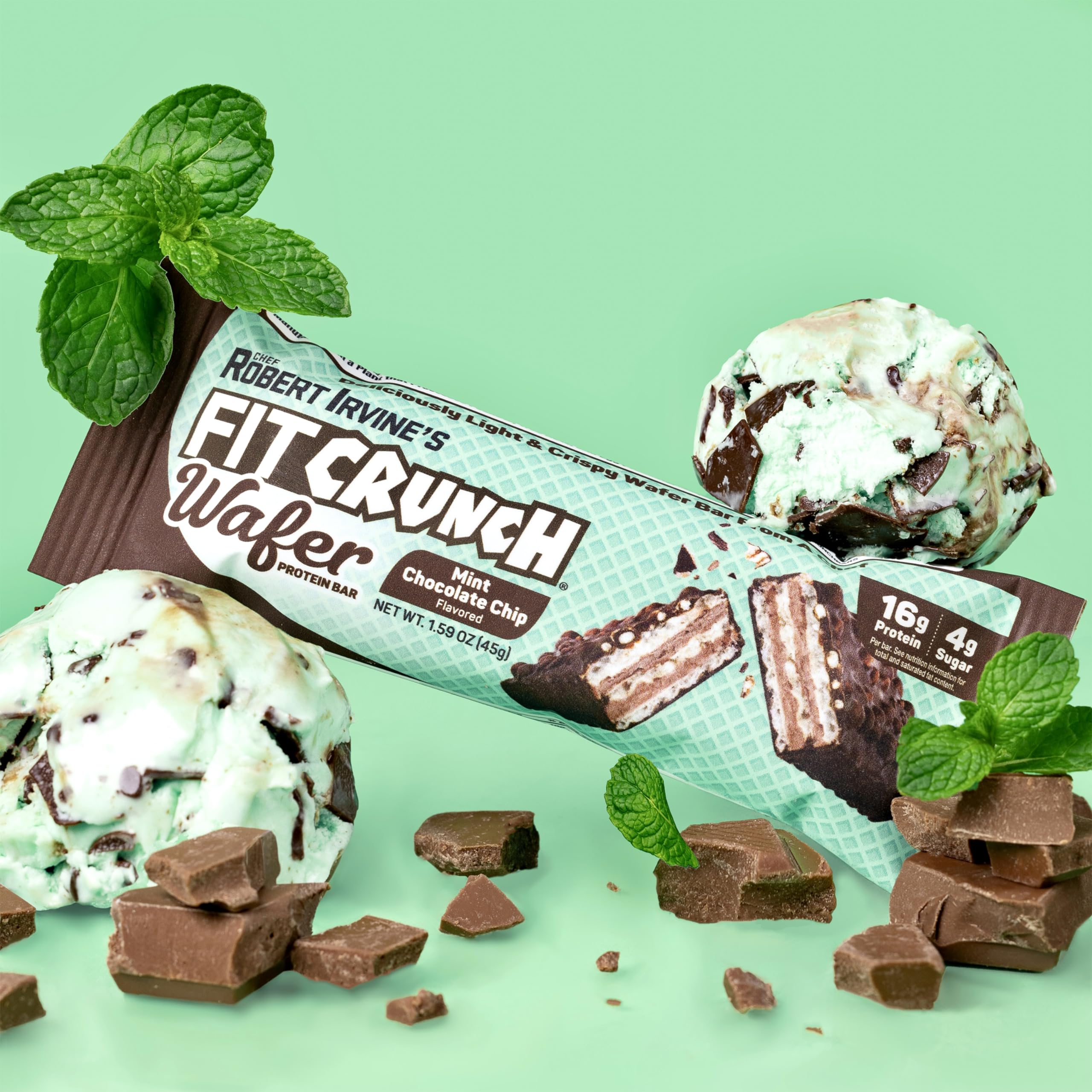 FITCRUNCH Barre Wafer Menthe-Chocolat format portable pour collations nomades