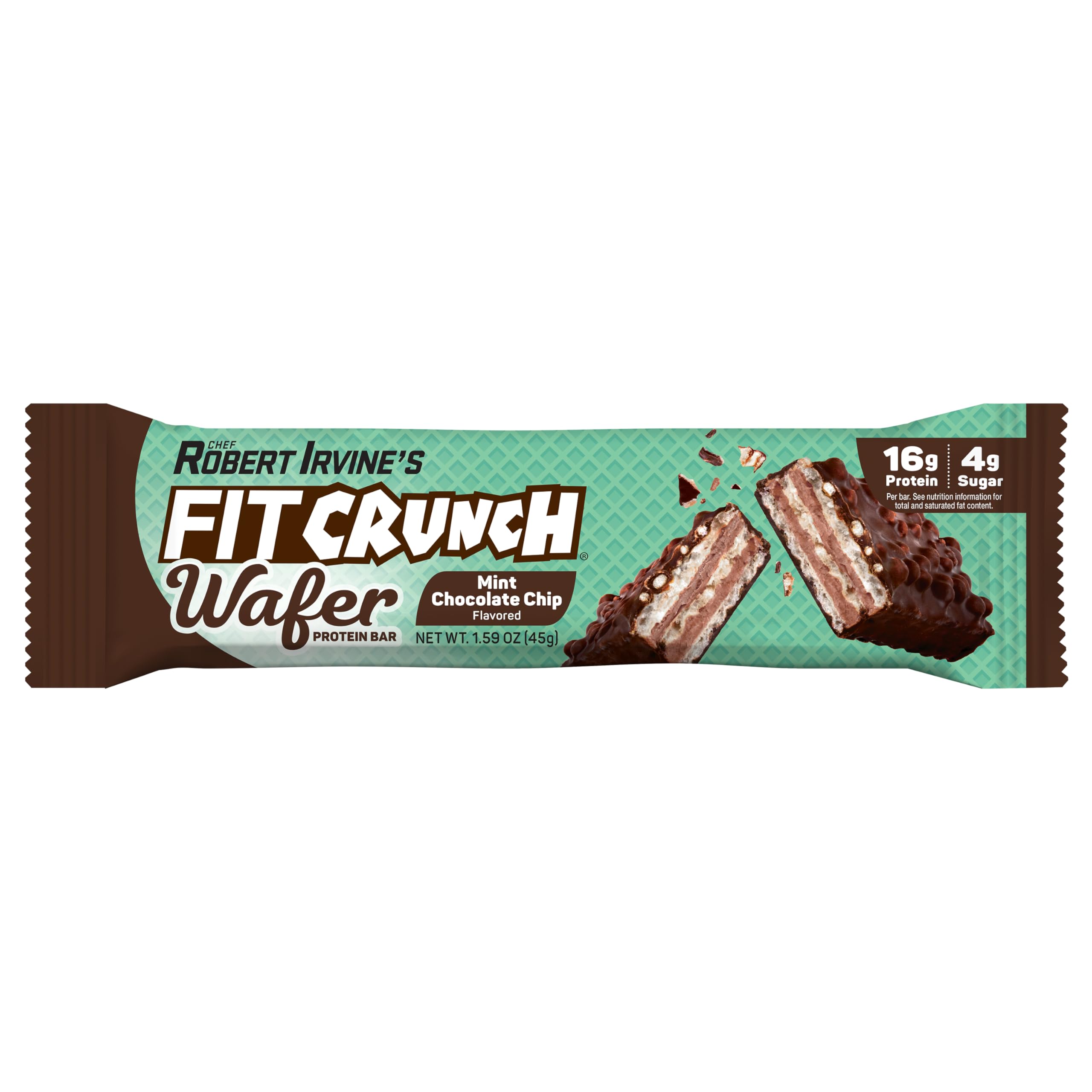 FITCRUNCH Barre Wafer Menthe-Chocolat contient 16 g de protéines par barre