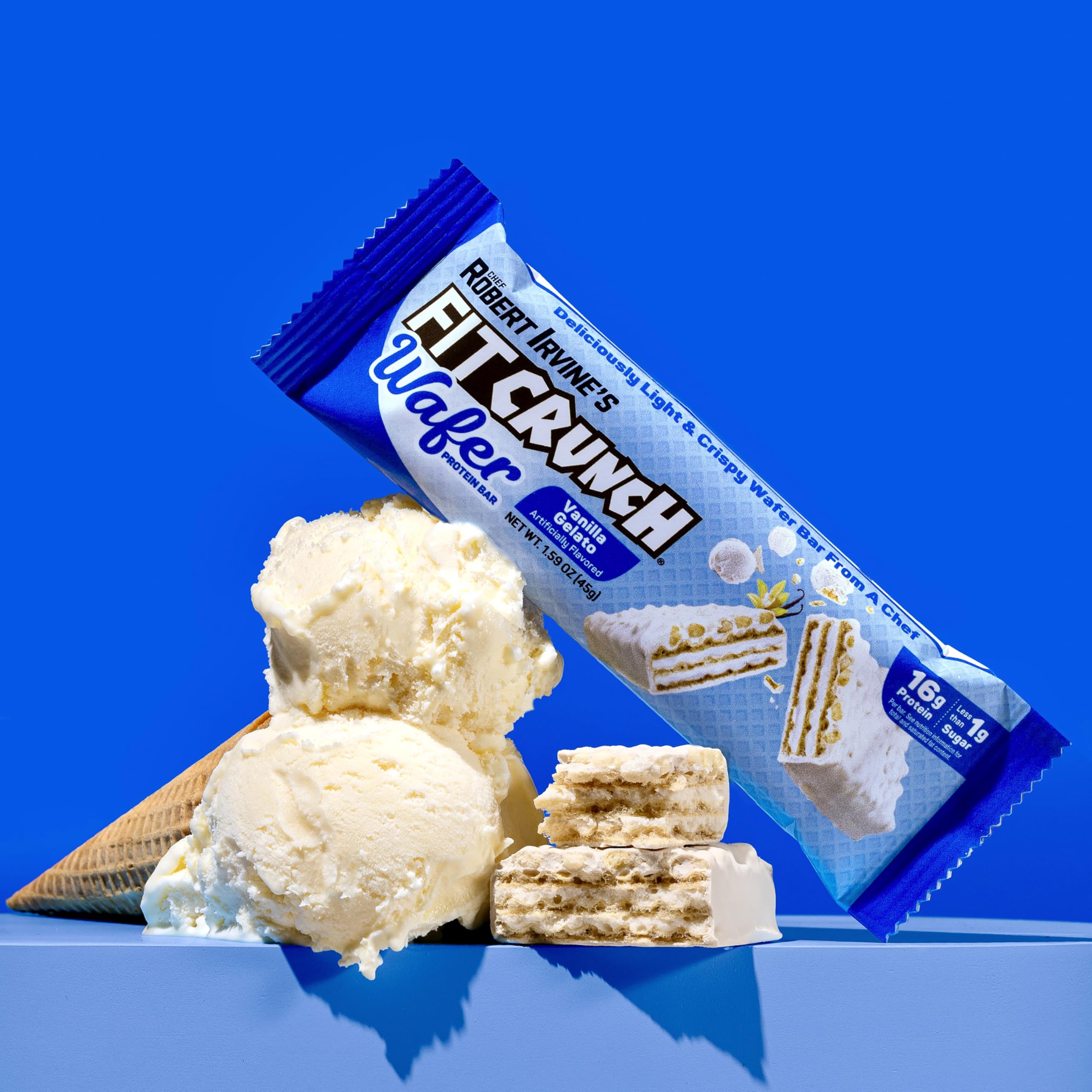 Profil nutritionnel et performance possible avec FITCRUNCH Wafer Vanille Gelato.