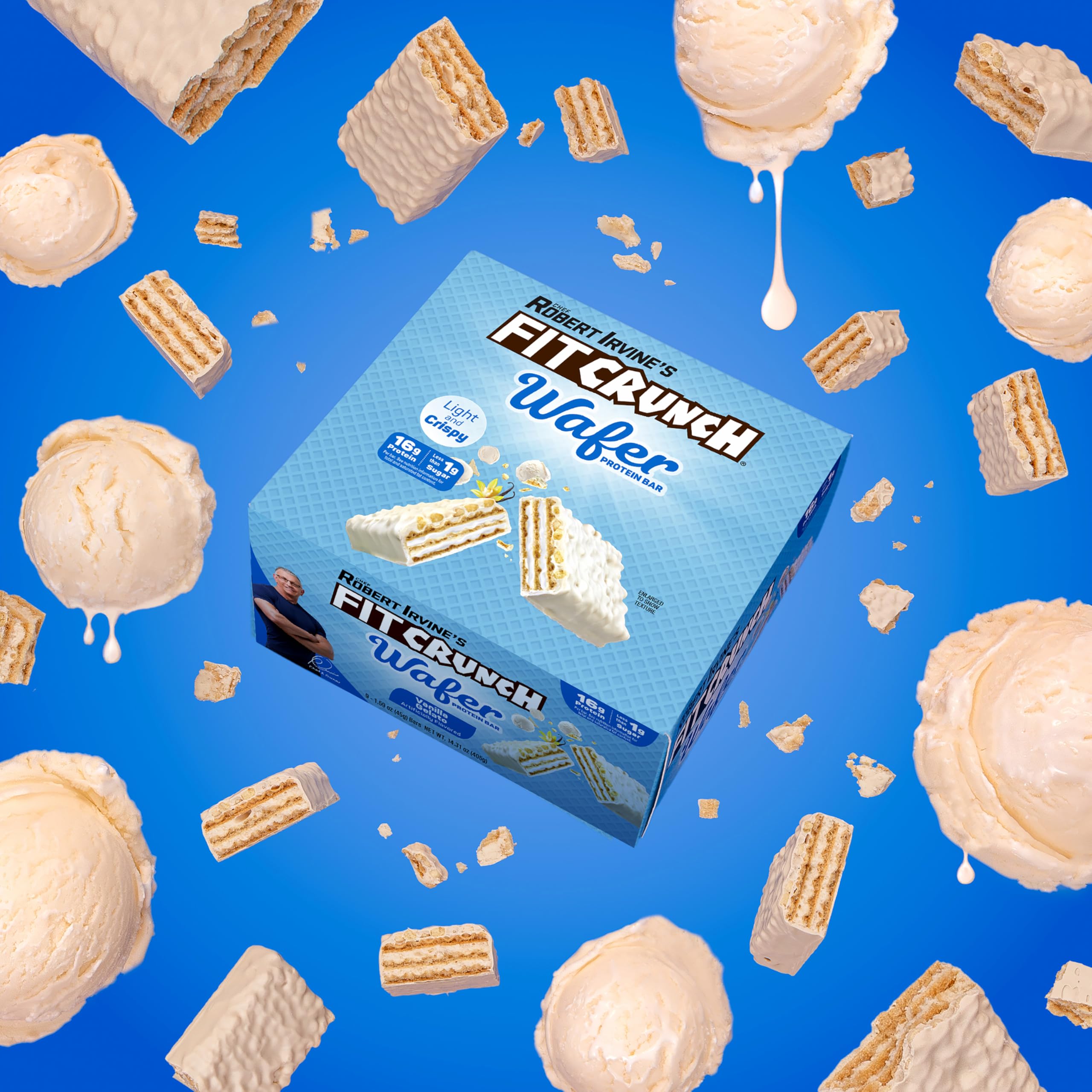 Format individuel des barres FITCRUNCH Vanille Gelato pour contrôler les portions.