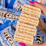 Barres FITCRUNCH Vanille Gelato faciles à emporter dans un sac.