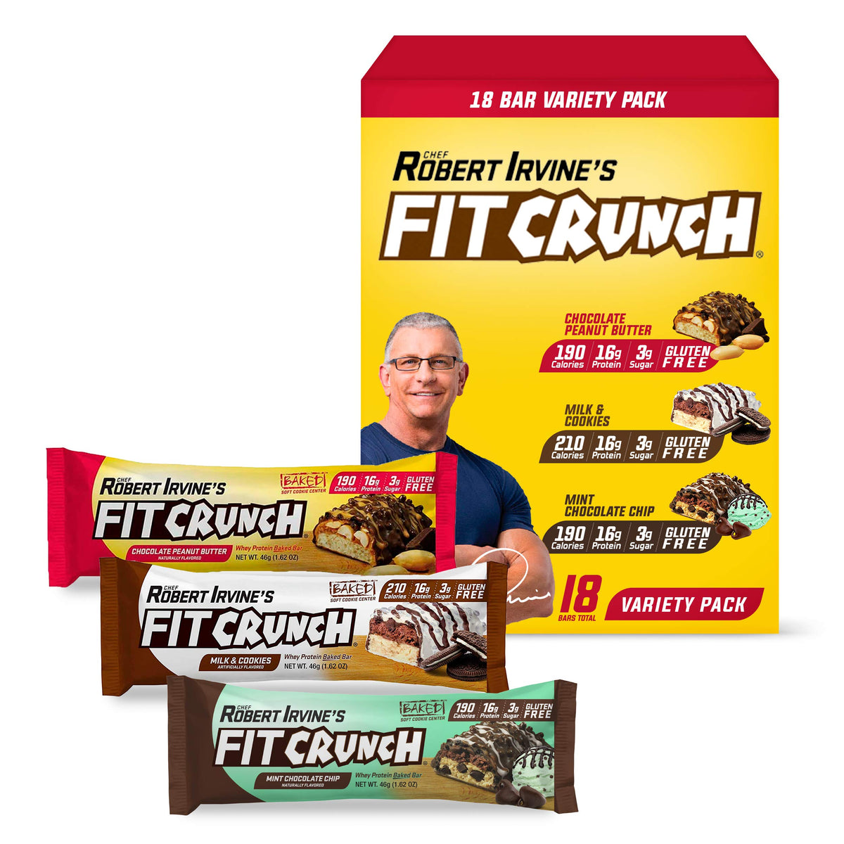 Pack de 18 barres FITCRUNCH Snack Size, collation pratique et polyvalente.