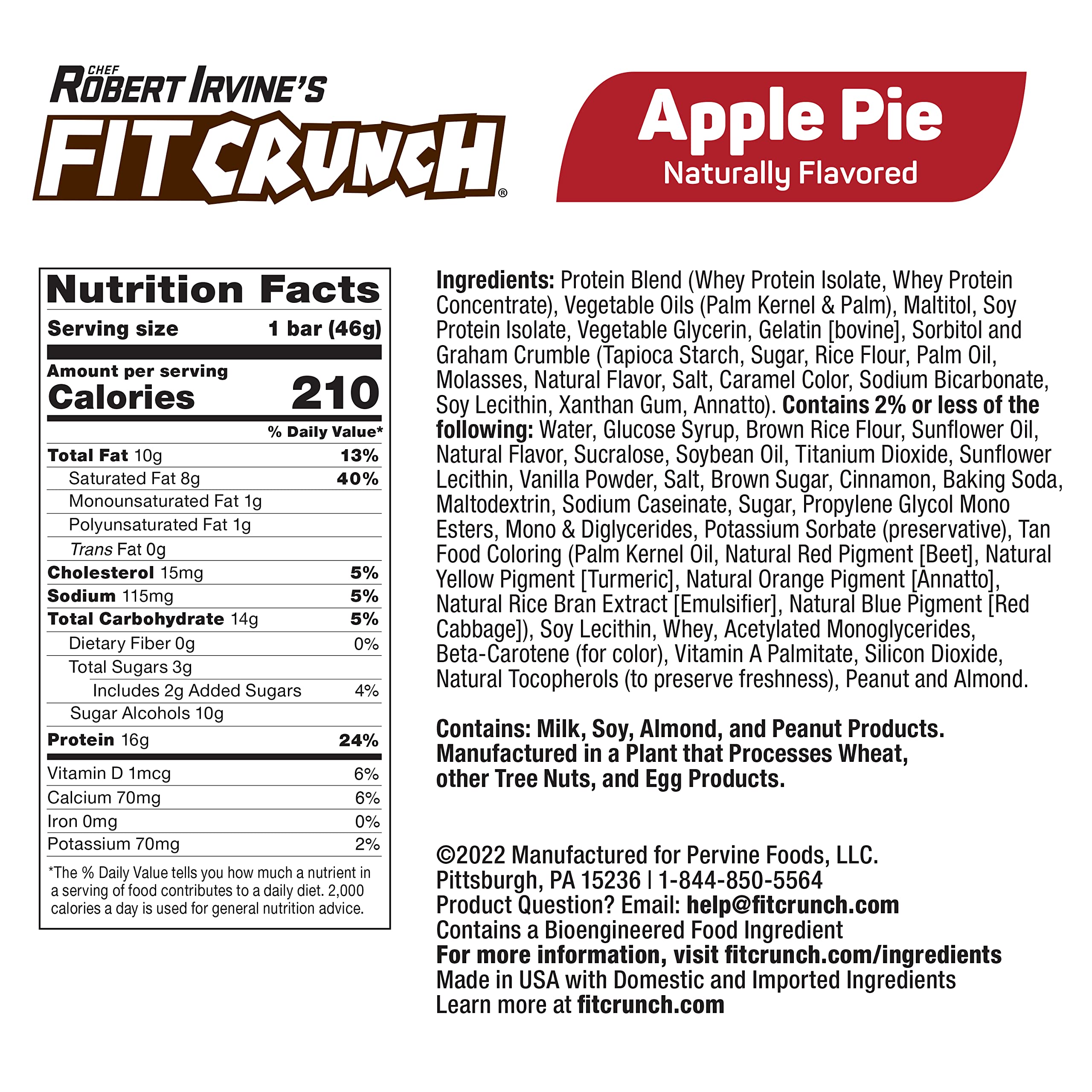 FITCRUNCH barre tarte aux pommes, emballage pratique, idéale en déplacement et pour contrôler les fringales.
