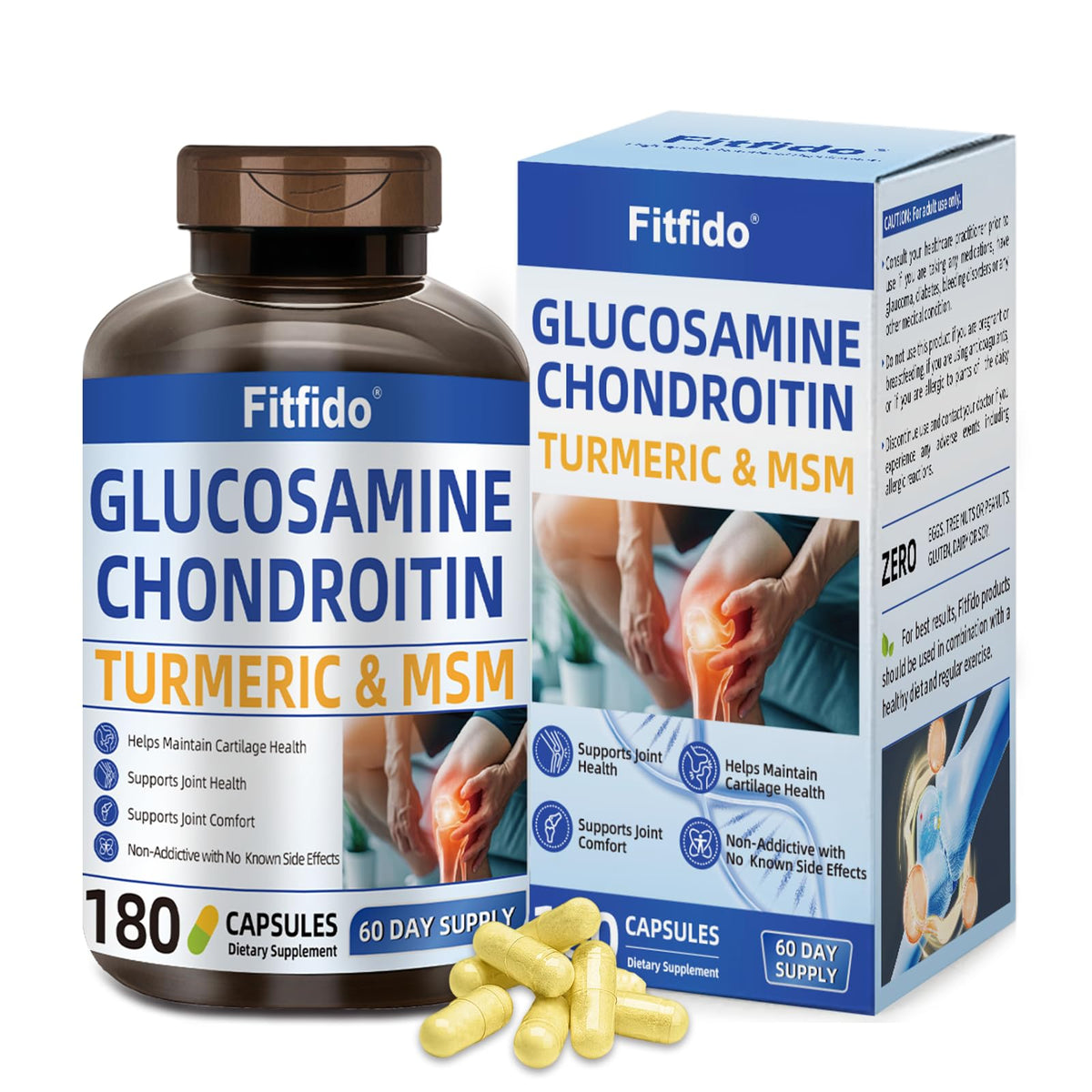 Fitfido capsules glucosamine-chondroitine, soutien potentiel à la mobilité articulaire.