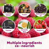 Gros plan sur une gomme rouge-framboise Fitfido, texture gélifiée attrayante.