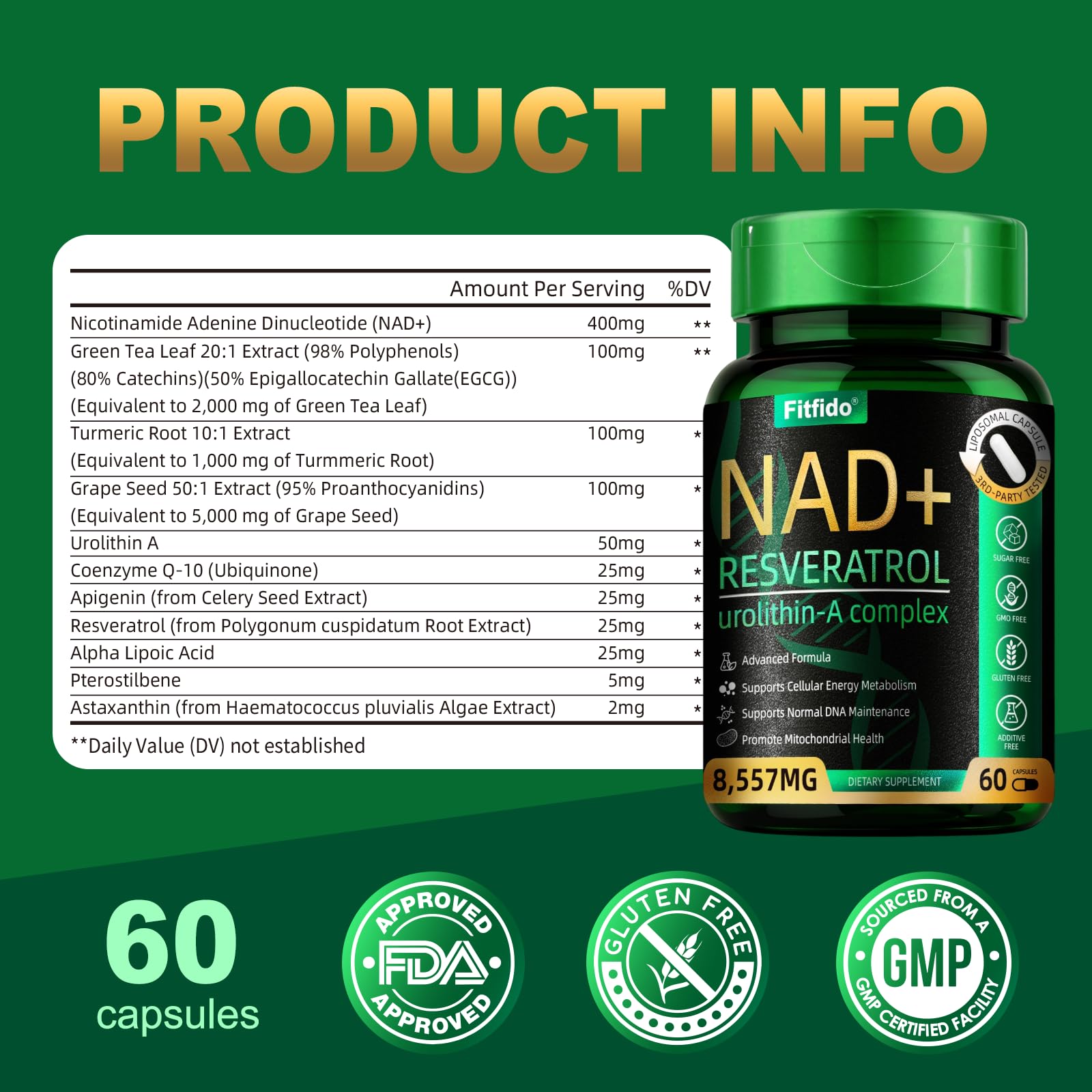 Fitfido sans gluten et non-GMO – choix sûr pour tous les adultes.