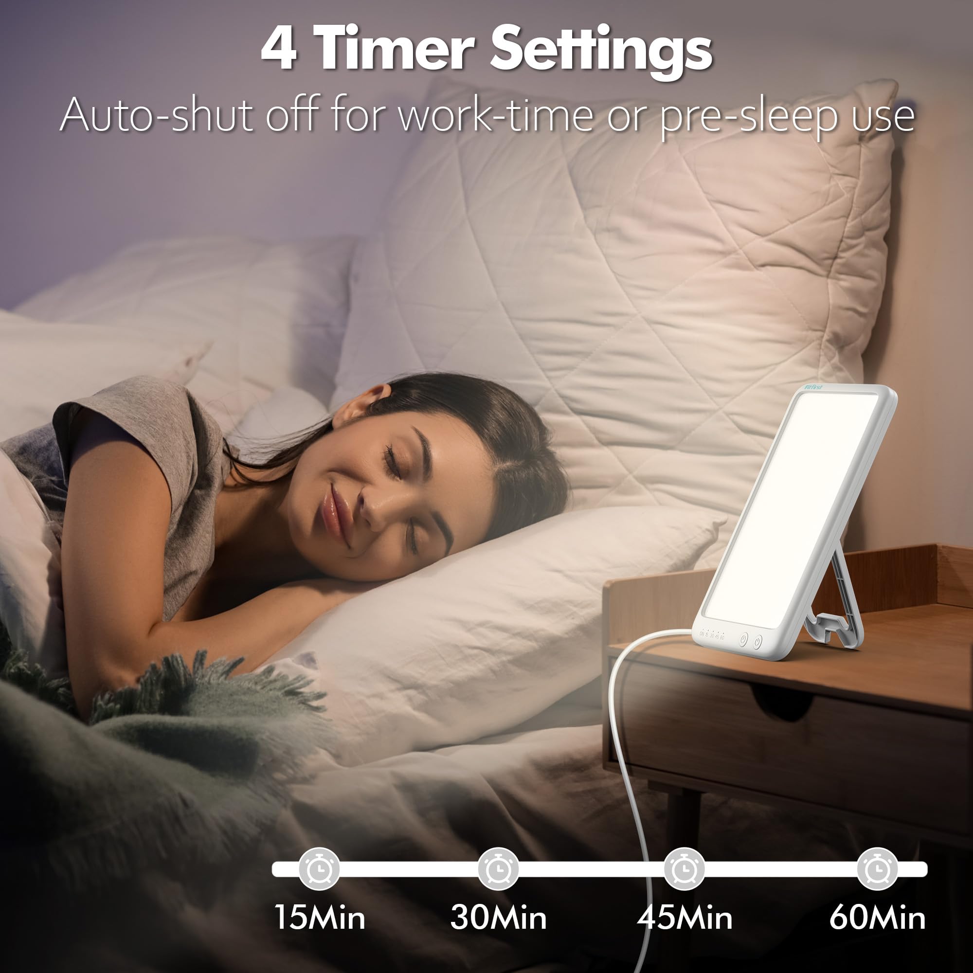 Fitfirst Lampe Soleil 10000 Lux corde long de 59 pouces pour déplacement pratique.
