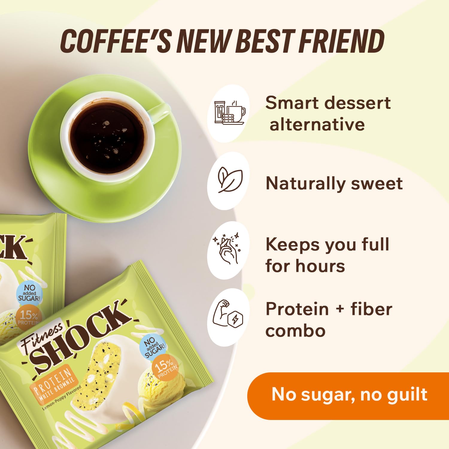 Parfait avec café ou thé, les barres FitnesSHOCK offrent une pause gourmande pratique.
