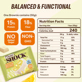 Texture moelleuse des brownies FitnesSHOCK pour une dégustation réconfortante et légère.