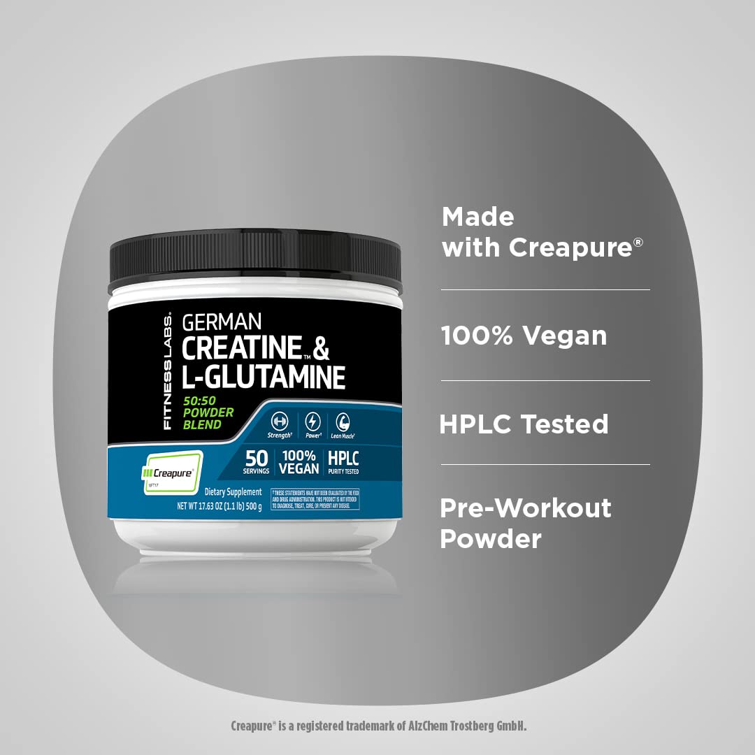 Fitness Labs Créatine et L-Glutamine, monohydrate de haute pureté pour la performance.