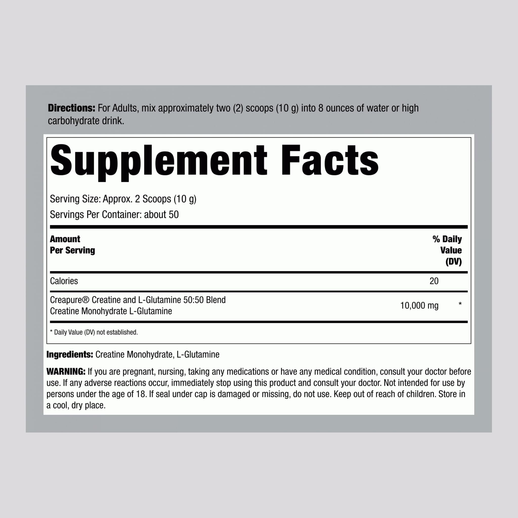 Fitness Labs Créatine et L-Glutamine, poudre pré-entraînement pour soutenir l'effort.
