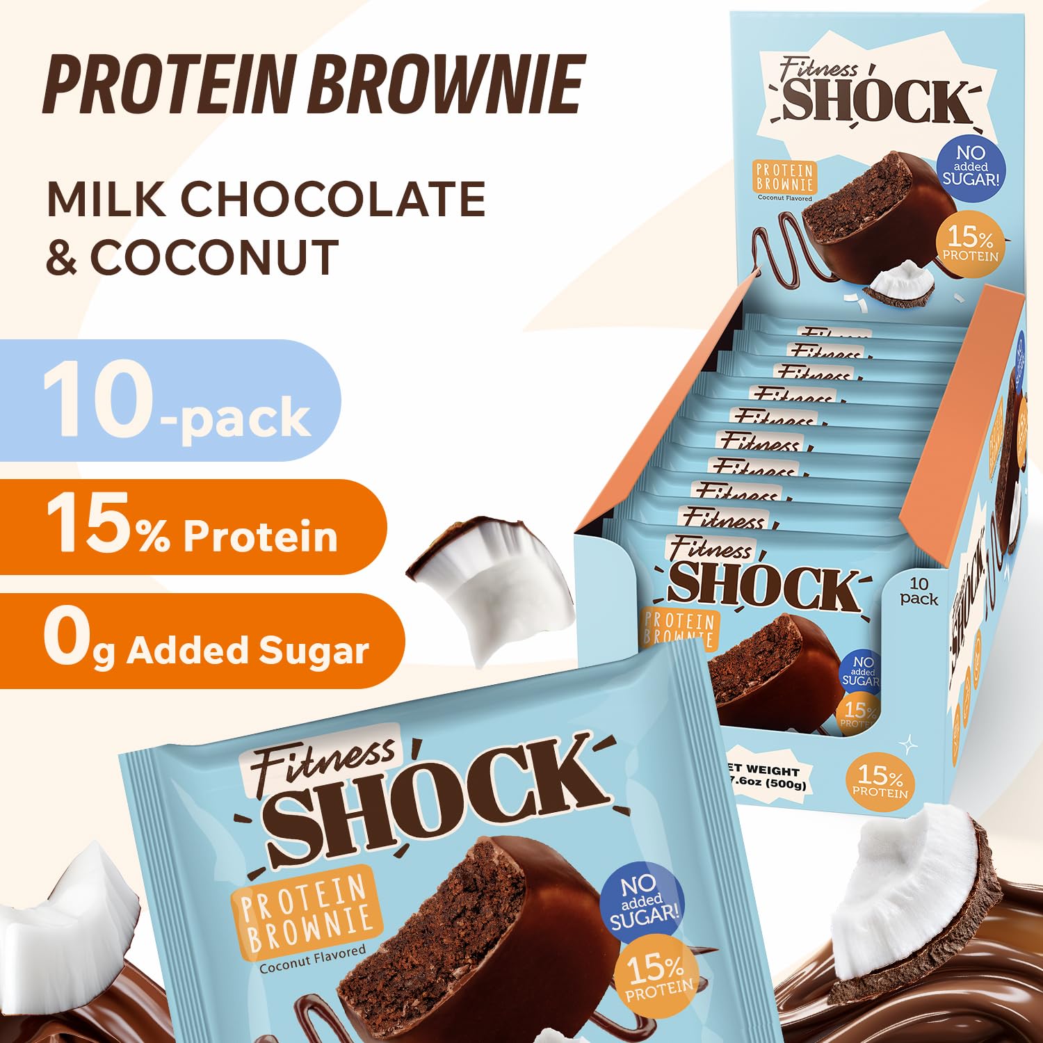 Brownie FitnesSHOCK idéal avec un café pour une pause gourmande.
