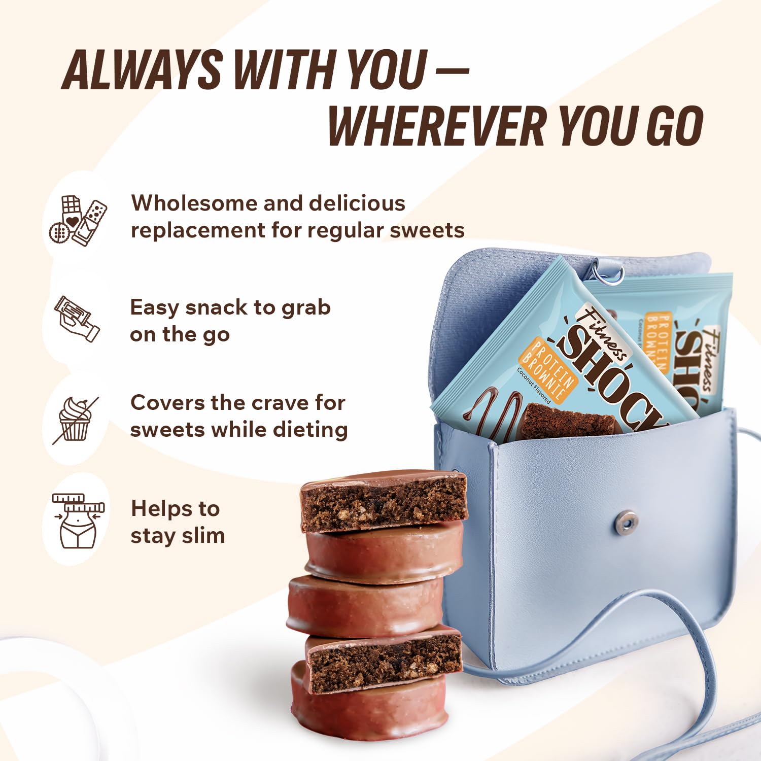 Sans sucre ajouté, brownie FitnesSHOCK pour une indulgence maîtrisée.