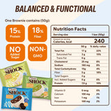 FitnesSHOCK brownie cookie cream enrobé chocolat blanc, douceur onctueuse et équilibrée.