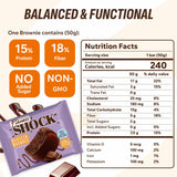 FitnesSHOCK brownie arôme cacao noir, expérience chocolatée et riche.