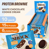 Texture moelleuse du brownie FitnesSHOCK cookie crème pour pause réconfortante.