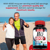 Étiquette B12 6000 mcg sur l'emballage, informations claires.