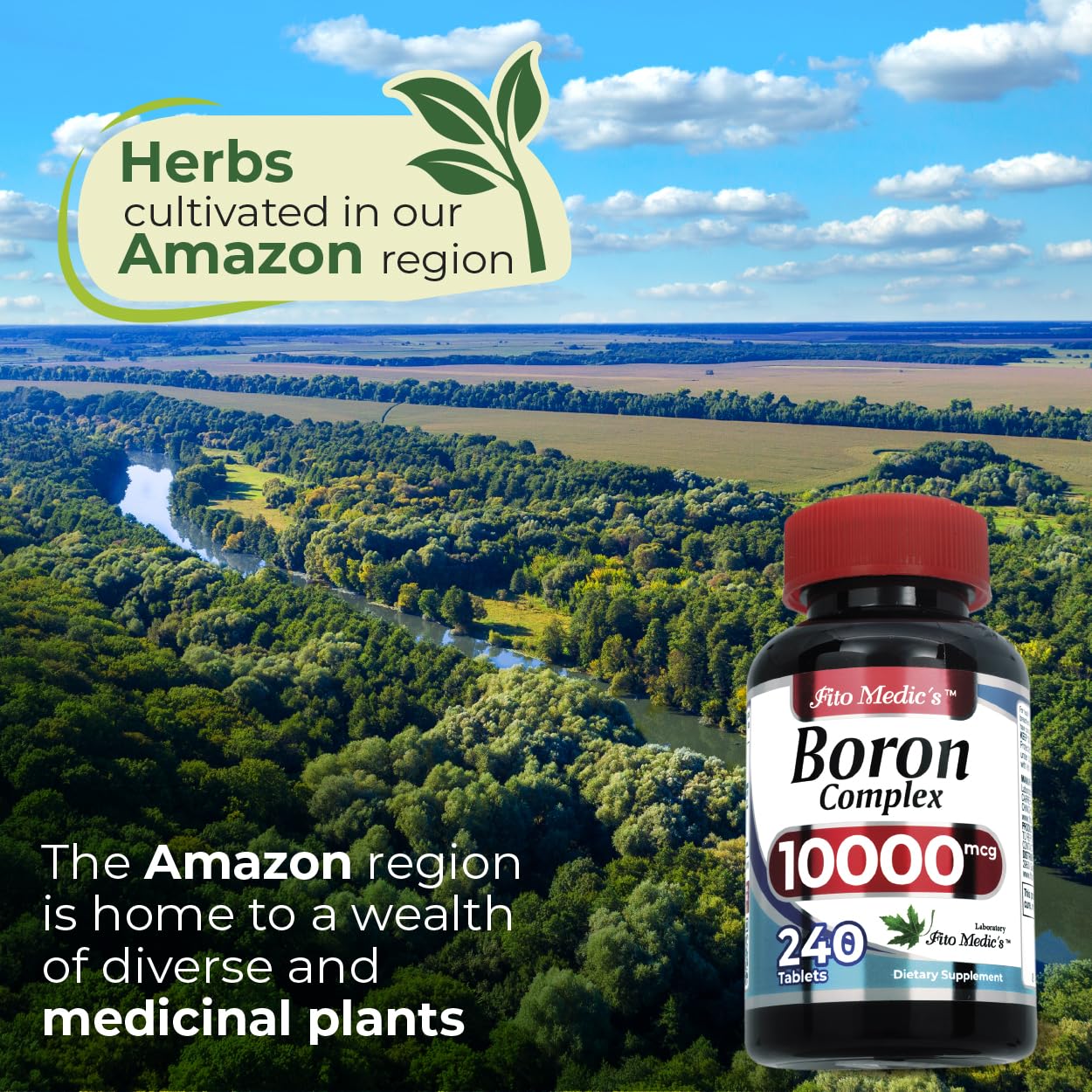 Flacon Bore 10 mg ouvert montrant les comprimés pour démonstration.
