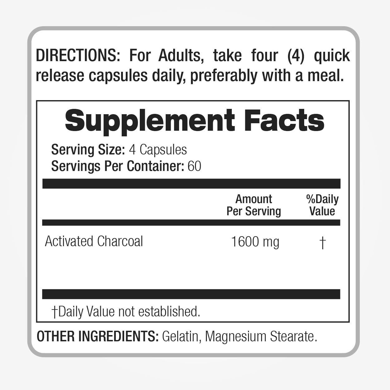 Capsules FITO MEDIC'S Charbon Actif, dose élevée prête à l'emploi.