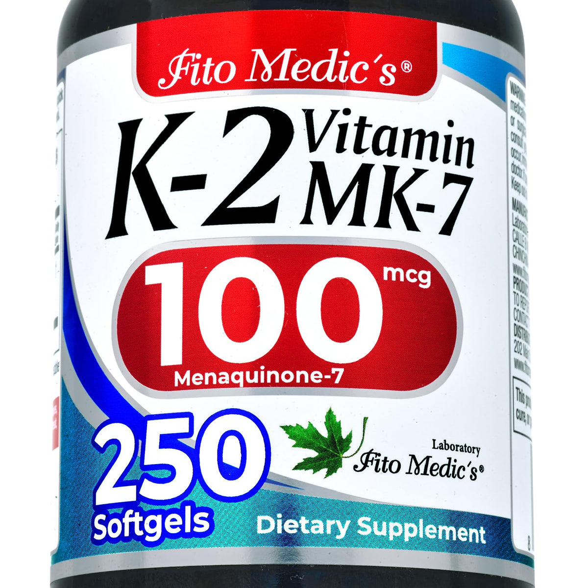 FITO MEDIC'S Lab flacon de gélules K2, dosage pratique 100 µg par portion