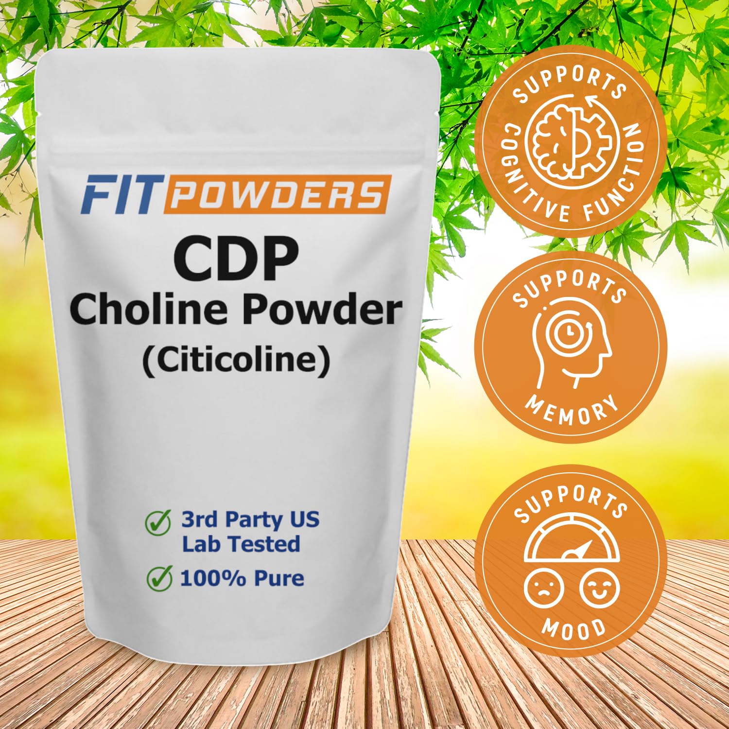 Citicoline FitPowders en poudre se mélange facilement dans les smoothies pour une prise pratique.