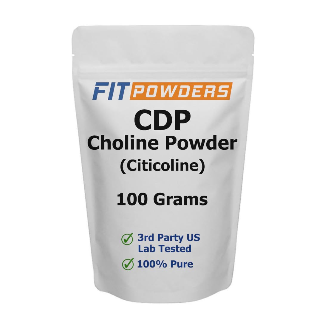 FitPowders Citicoline en poudre avec scoop inclus, dosage précis pour le soutien cognitif potentiel.