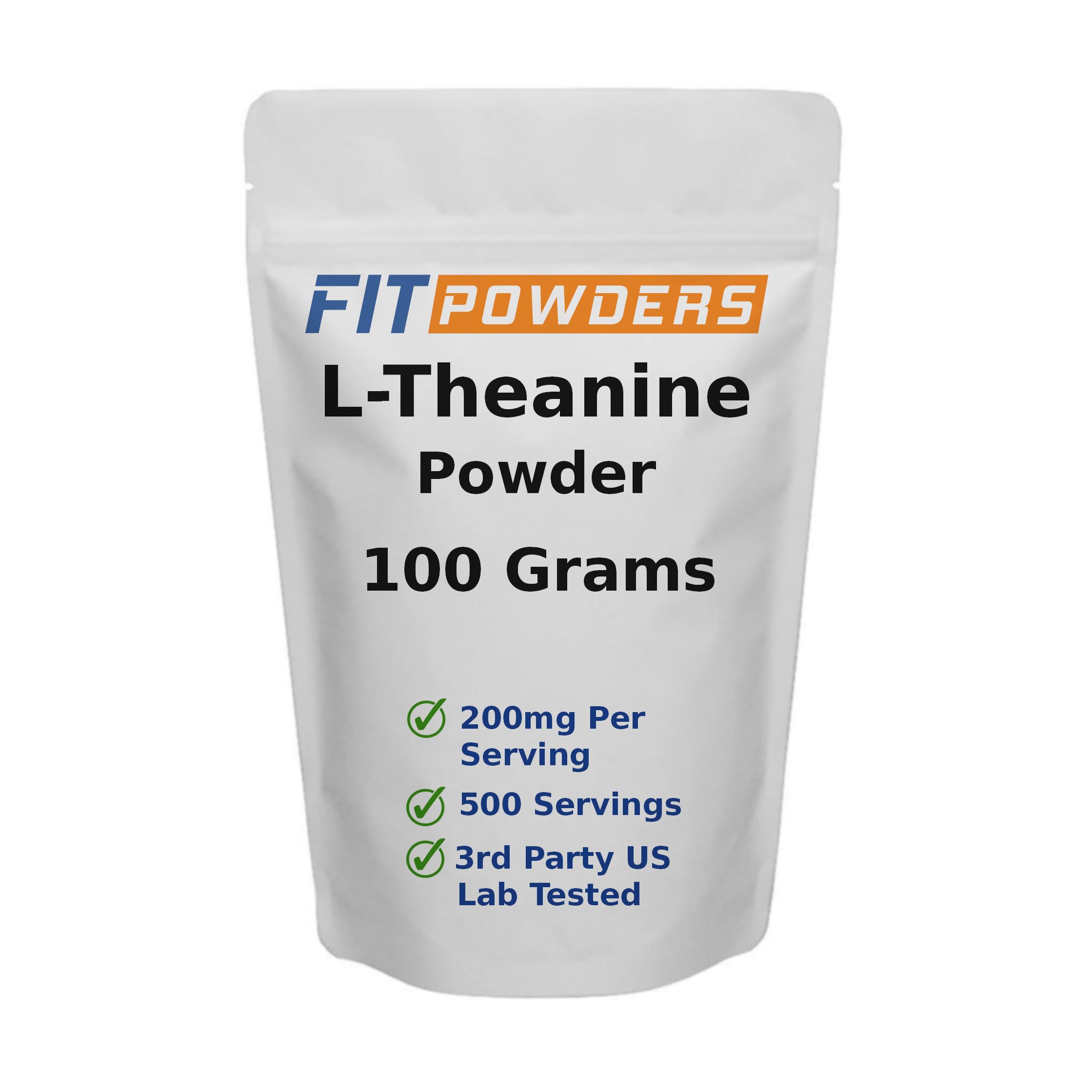 FitPowders L-théanine en poudre, emballage pratique et dosage précis pour votre routine.