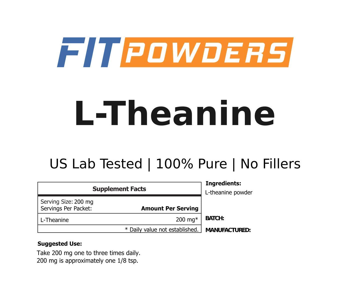FitPowders L-Theanine: poudre pure sans additifs ni colorants