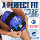 Compresse glace genou Fittest Pro reste souple après congélation pour une thérapie efficace.