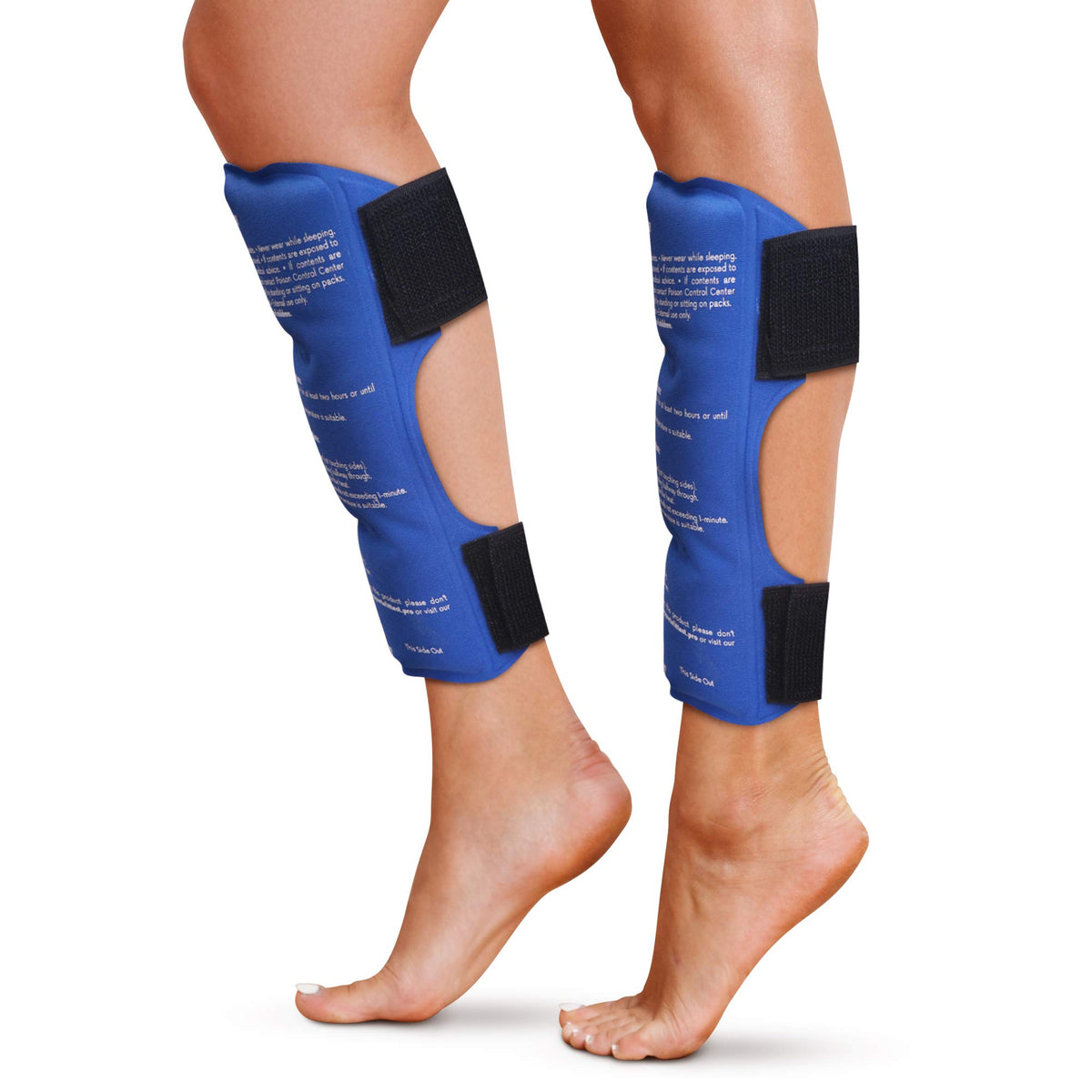 Poche glace Fittest Pro appliquée sur jambe-mollet pour soulager l'inconfort