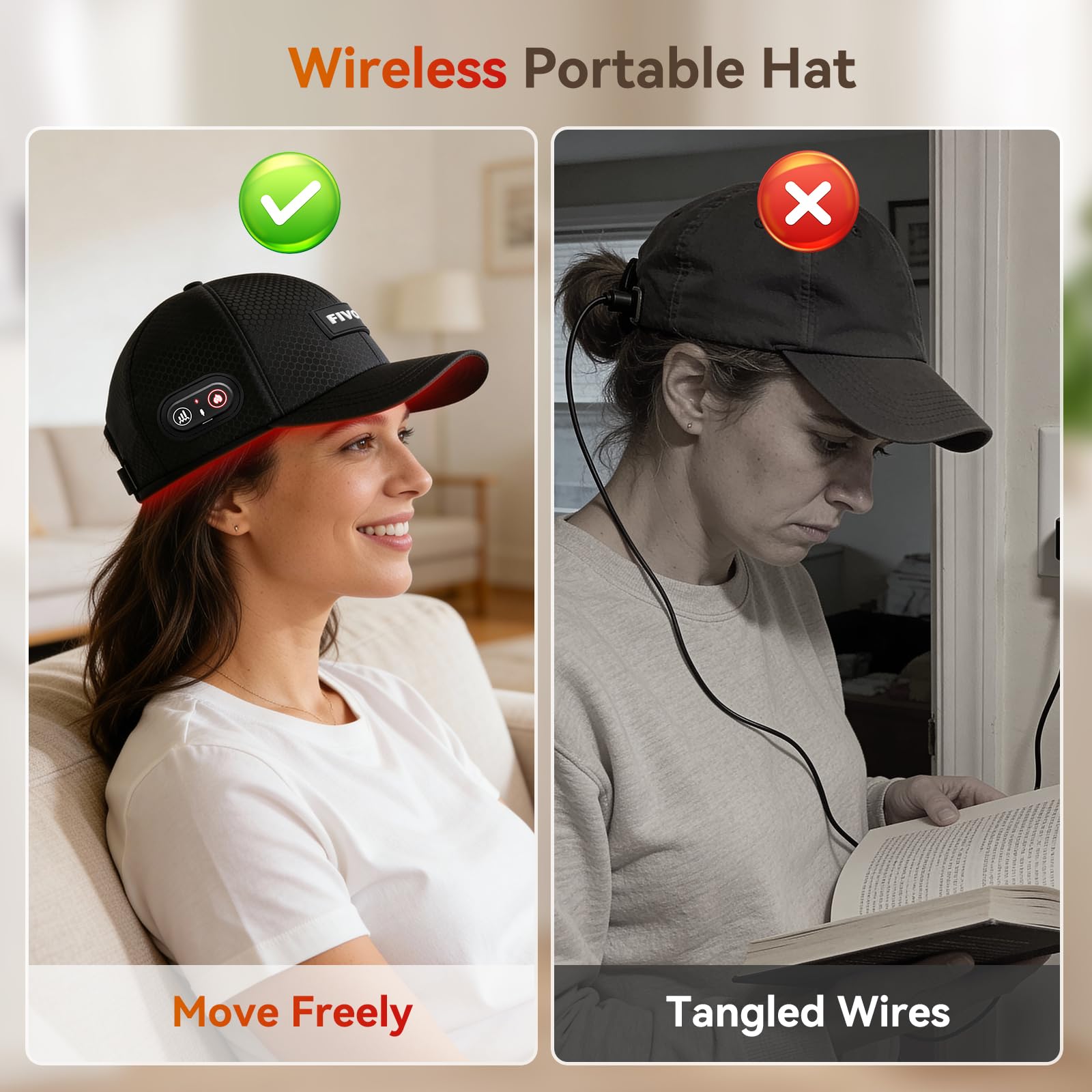 Casquette FIVORRA lumière 650nm et 850nm pour détente