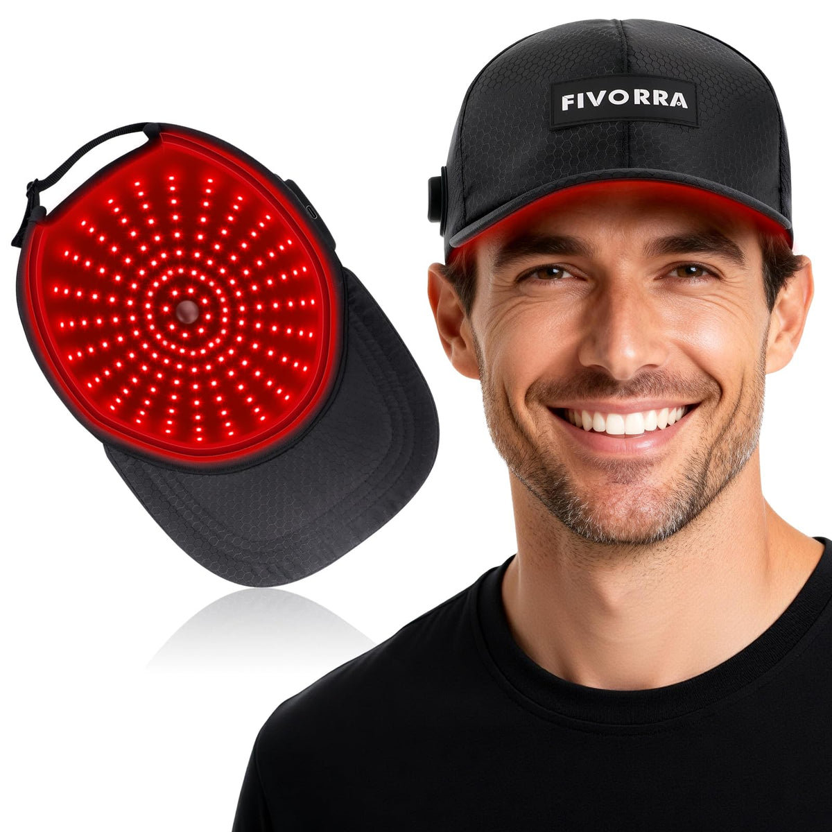 Casquette FIVORRA avec lumière rouge et infrarouge pour cheveux