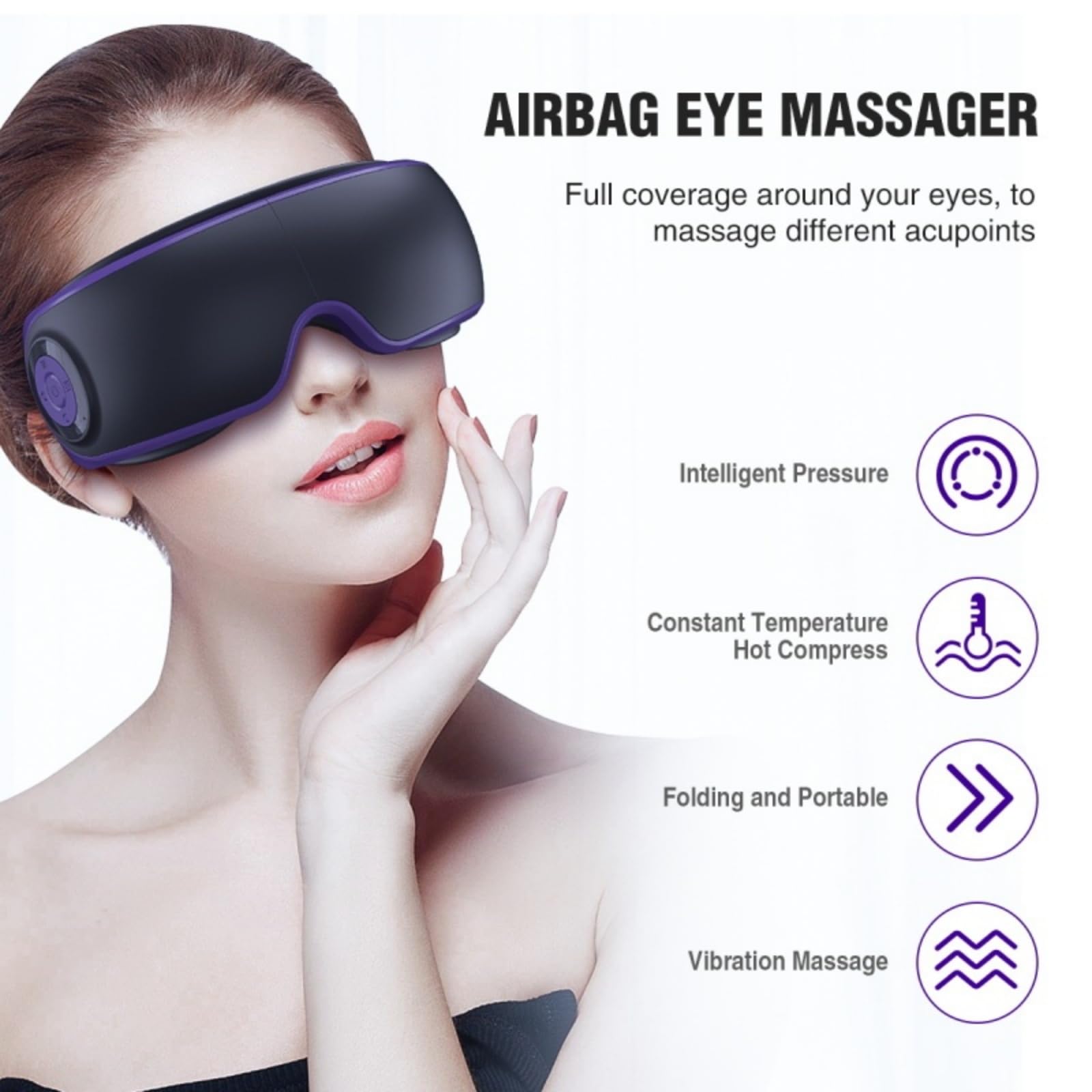 FIWENE masque yeux avec enceintes Bluetooth intégrées pour relaxation musicale