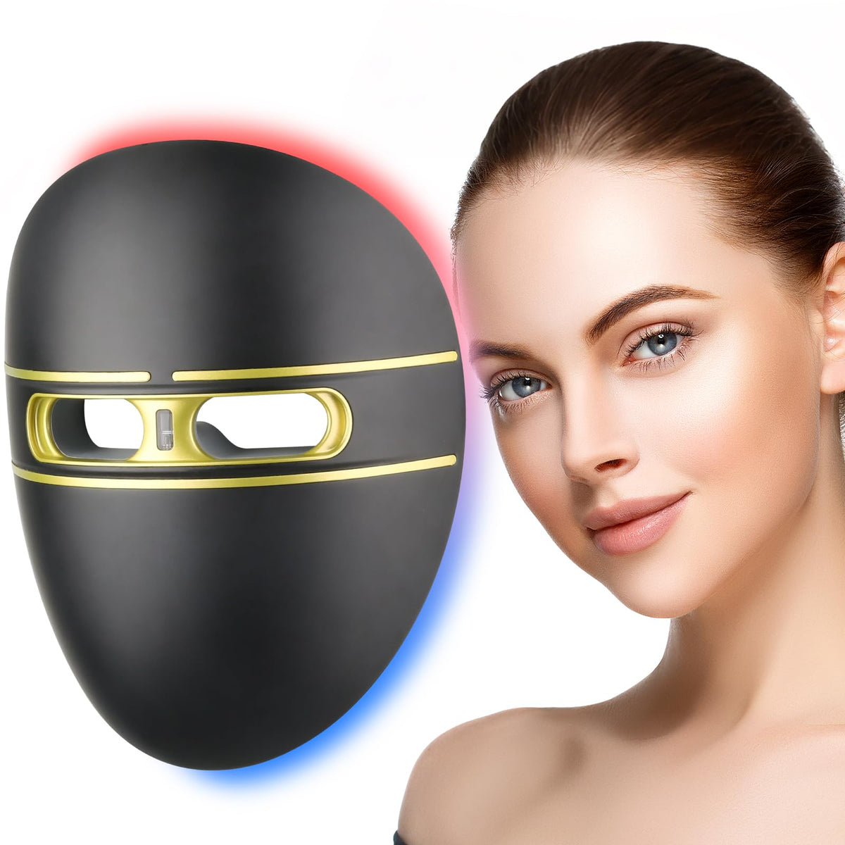 Masque FiWene avec lumière rouge, thérapie ciblée et teint éclatant.