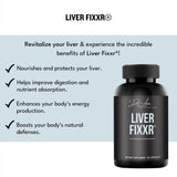 Fixxr Liver: étiquette-produit claire affichant la formule sans additifs artificiels.
